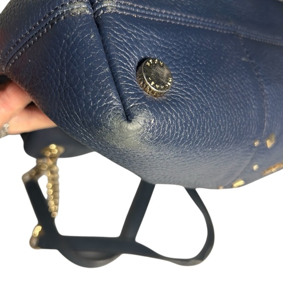 Michael Kors Jet Set Navy Blue Leather Studded Chain Strap Bag - Picture 9 of 16